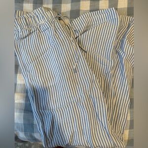 H&M blue and white striped linen pants